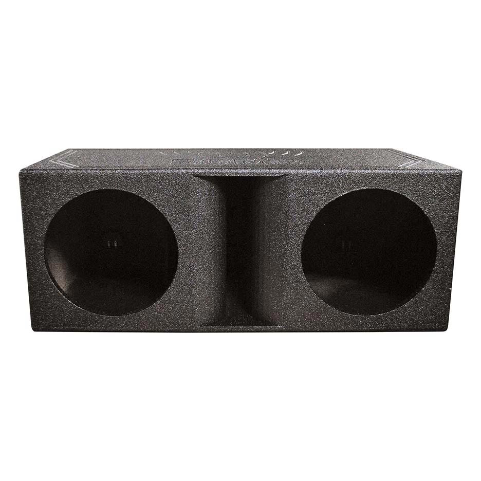 Q Power QBomb Dual Vented 12″ Horn Ported Subwoofer Box Finished with Bed Liner