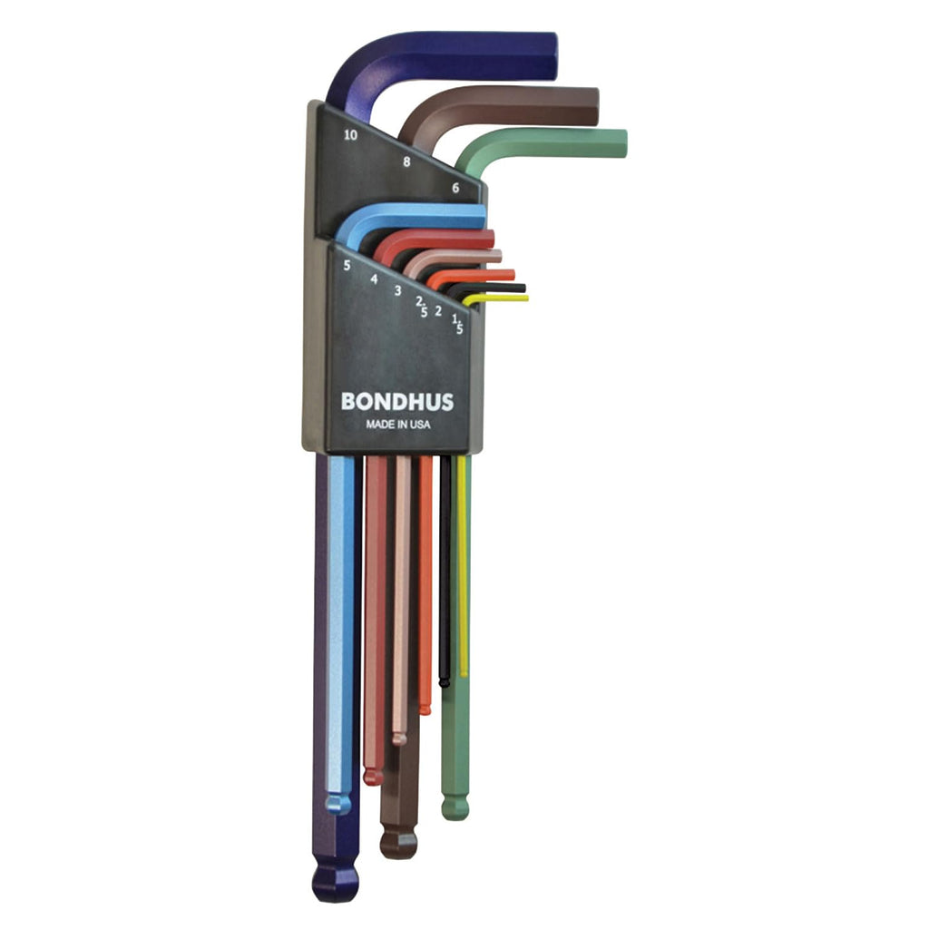 Bondhus 69499 Ball End L-Wrench Set w/ColorGuard Finish, 9 Piece, Multicolor, One Size