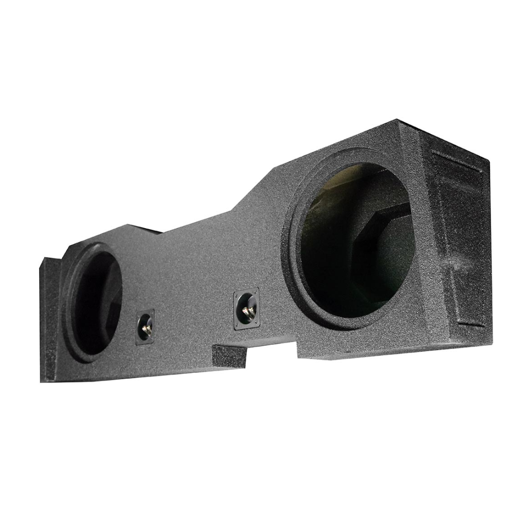 QPower QBGMC1220144DR “QBOMB” Dual 12″ Sealed Empty Woofer Enclosure – Under‑Seat Down‑Fire Sub Box for 2014–2018 Chevrolet & GMC Crew Cab Trucks