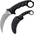 Cold Steel Steel Tiger 4.75'' Japanese Aus8A Stainless Steel W/ Stonewashed Finish Karambit Shape Fixed Blade Tactical Hunting Knife, Griv-Ex & Kray-Ex Handle, Secure-Ex Sheath