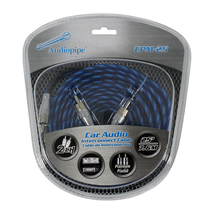 Audiopipe CPM25 25-Ft Platinum Plated RCA Interconnect Cable – High Performance Car Audio Stereo Signal Cable