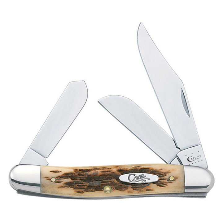 Case XX WR Folding Pocket Knife 3 Blade Stockman 3 7/8 Inches Closed (Amber Bone)