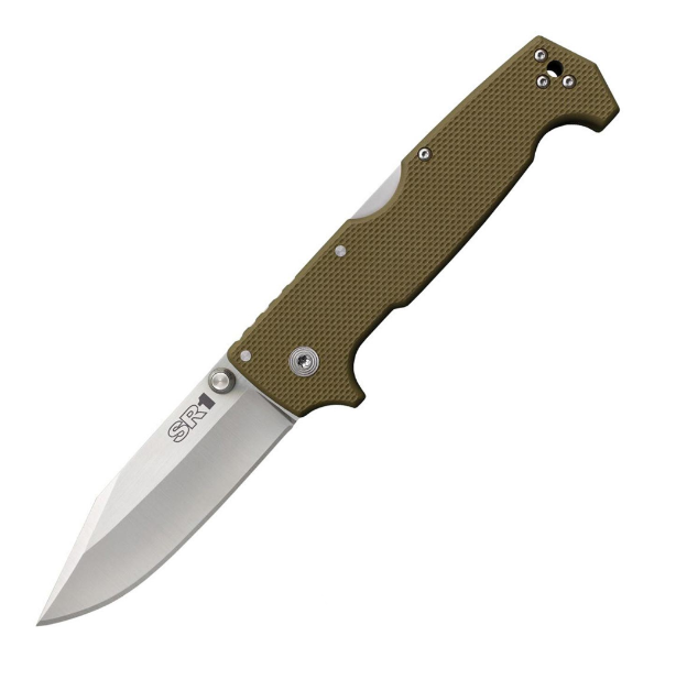 Cold Steel SR1 S35VN Steel 4" Clip Point Blade G-10 Handle Folding Knife with Tri-Ad Locking Mechanism and Pocket/Belt Clip