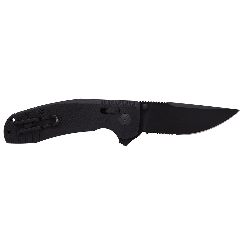 SOG-TAC XR Professional Partially Serrated Tactical Folding Knife | 3.4" D2 Tool Steel Blade Ultra-Grip G10 Handle