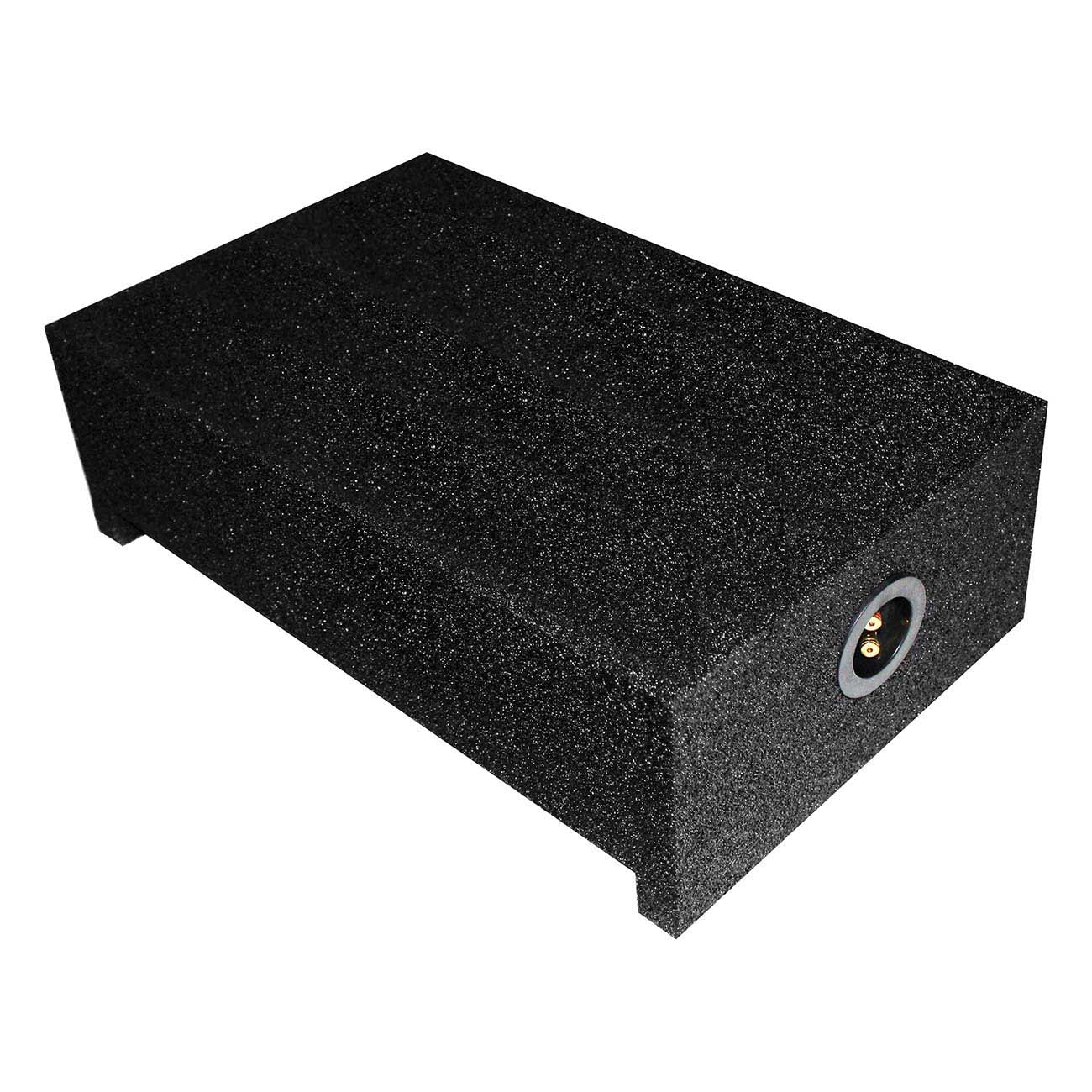 QPower QBSHALLOW10DF Single 10″ Sealed Subwoofer Enclosure – Universal Downfire/Behind Seat – Bedliner Finish