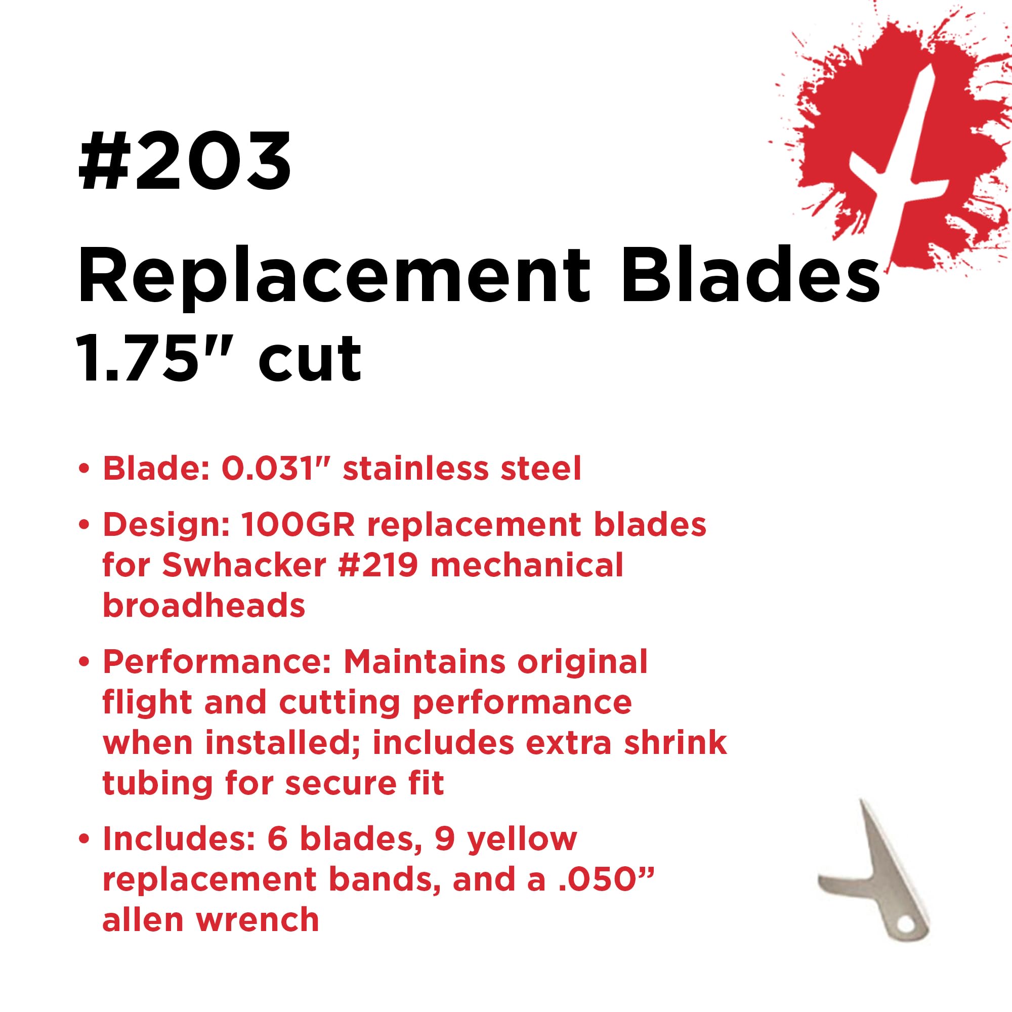 Swhacker 100 Grain 1.75-Inch Replacement Blades (Set of 6), Large, Silver