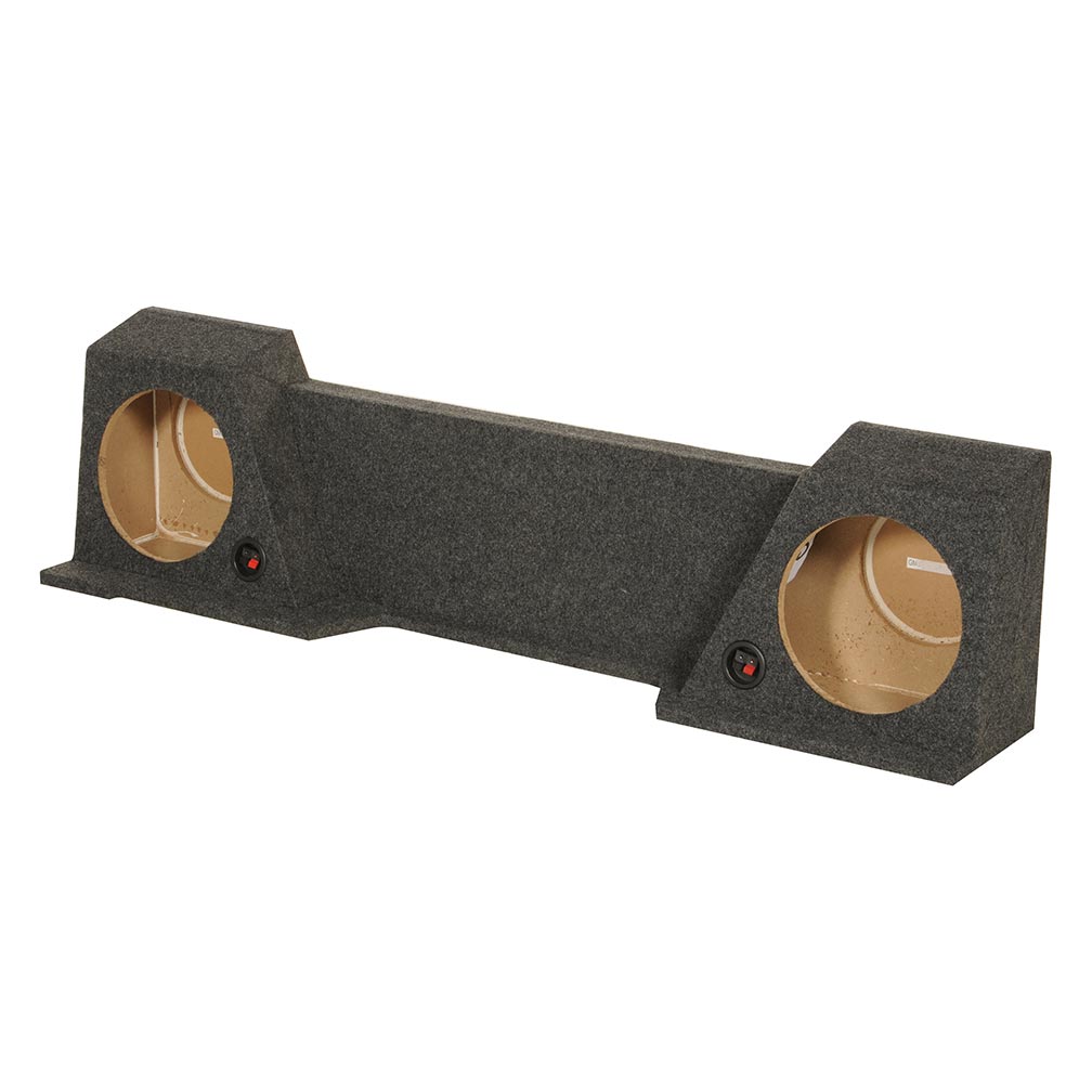QPower 2‑Hole Dual 10" Empty Woofer Enclosure for GMC/Chevy Extended Cab (High Transmission) ’07–’13 – Down‑Firing Under‑Seat Sub Box